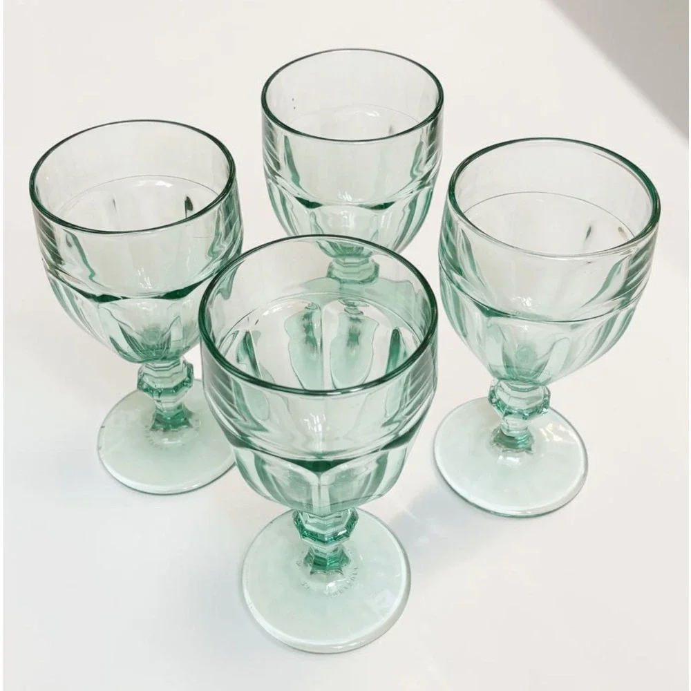 Set of 4 Libbey DuraTuff Gibraltar Goblets in Spanish Green